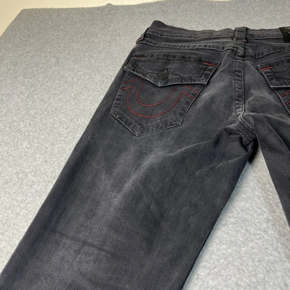 True Religion Jeans Mens 31x32 Gray Ricky Relaxed Straight Cotton Blend Denim